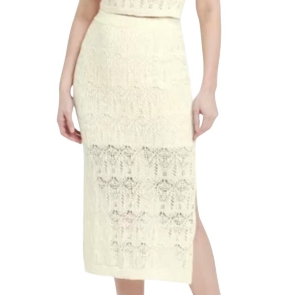 a‎ new day Crochet Style Midi Skirt Cream Medium
